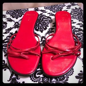 Red Italian leather flats